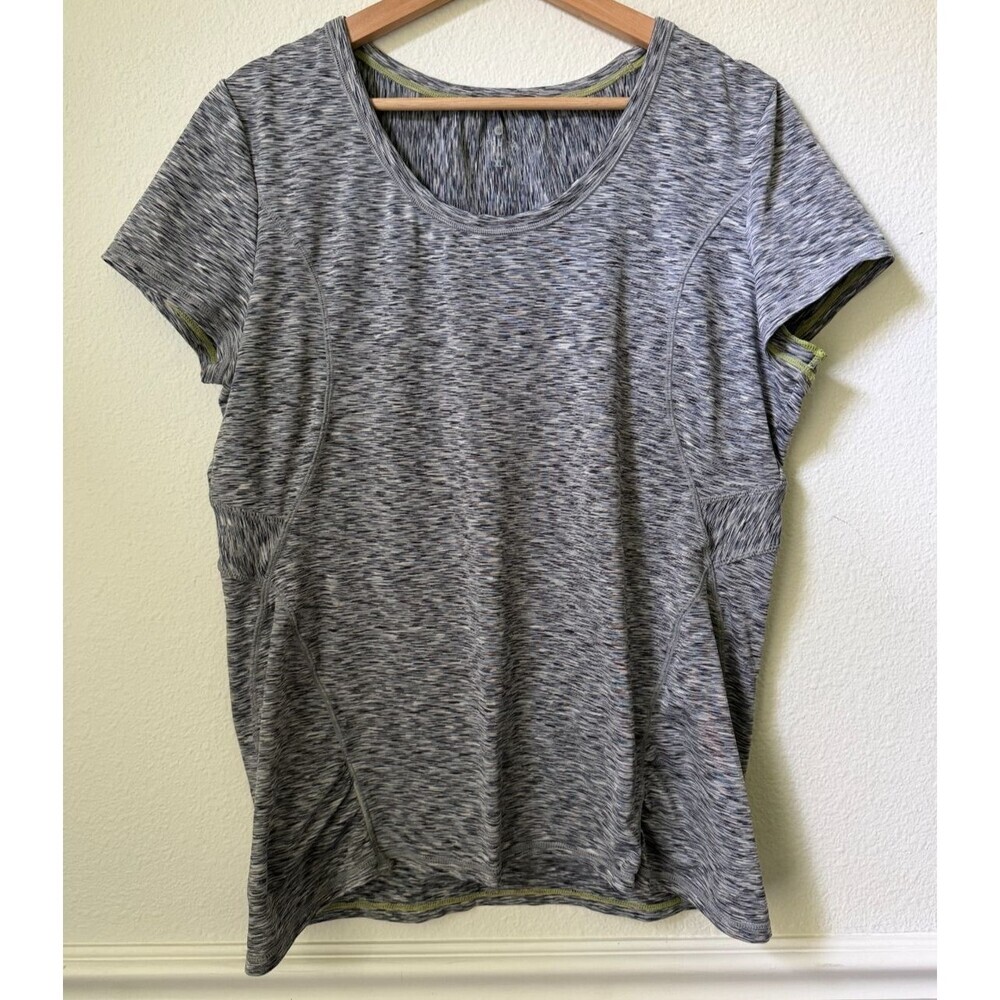 Athleta Shirt Womens XL Gray Space Dye Scoop Neck Short Sleeve Athletic Top